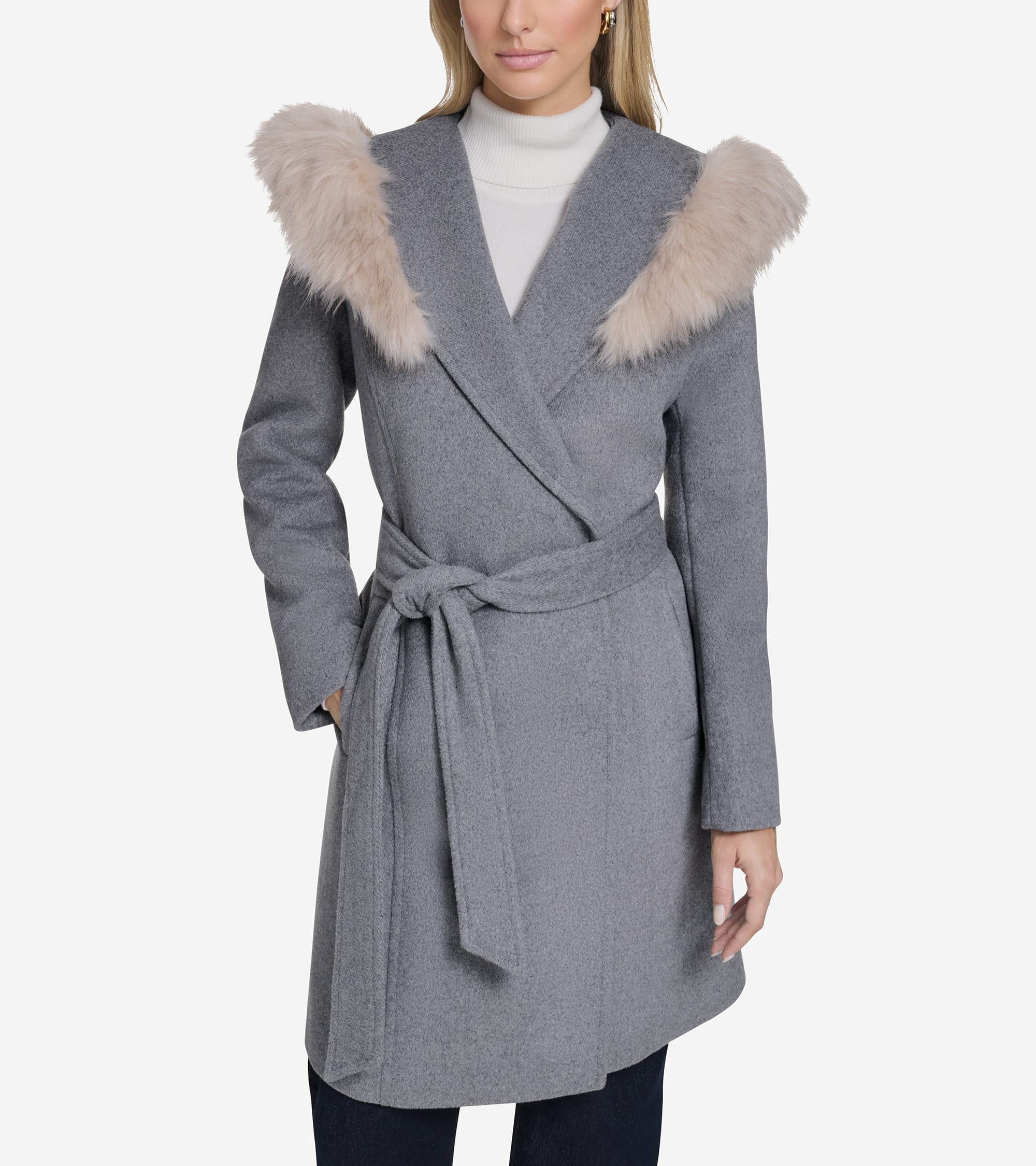 Women's Wool Wrap Coat in Grey | Cole Haan
