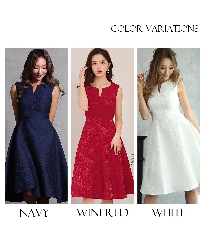 シンプルジャガード膝丈ミニドレス/山崎みどり - カラードレス