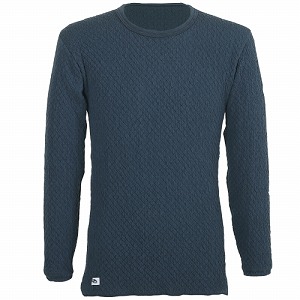 紳士長袖丸首シャツ Lサイズ ひだまりチョモランマ サピウム ネービー