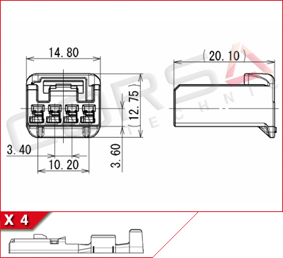7187-8854 - Yazaki | HLC.060-4S - Corsa Technic | 4-Way Kit