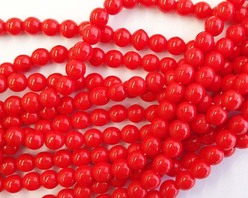 チェコガラスビーズ/ラウンド/オペークレッド/6mm(10個) - Online Shop