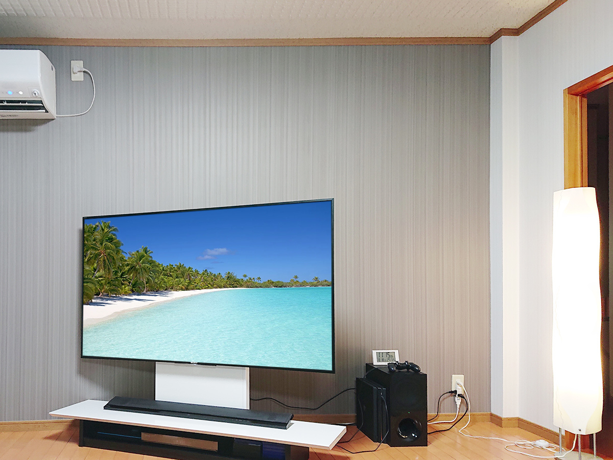 静岡県浜松市でソニー65インチ液晶テレビ(KJ-65X8500D)を壁寄せ