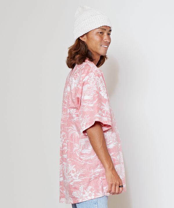 シャックアロハメンズシャツ【TWO PALMS】(L RED): 『Kahiko(カヒコ