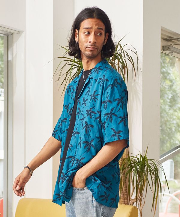 パームアロハメンズシャツ【TWO PALMS】(L BLUE): 『Kahiko(カヒコ