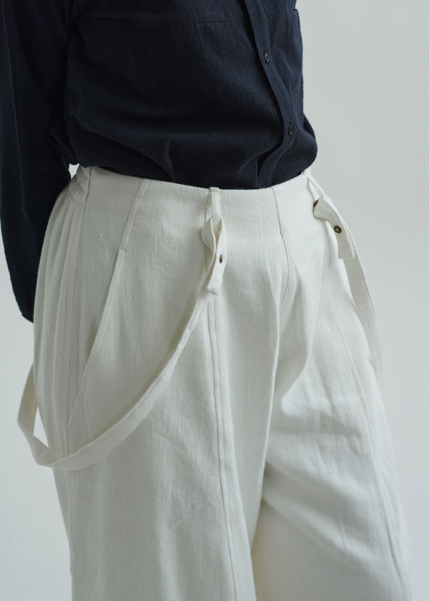 デニムカディサスペンダーワイドパンツ| CALICO キヤリコ：インド手