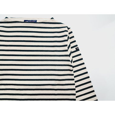 セントジェームス 定番ボーダーバスクシャツ ECRU/PIN 【CALM GREEN