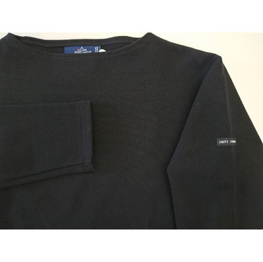 セントジェームス 定番バスクシャツ(無地) NOIR 黒 【CALM GREEN