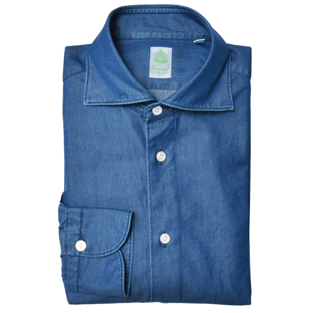 Finamore デニムシャツ/SIMONE(シモーネ) ユーズドブルー XL Finamore