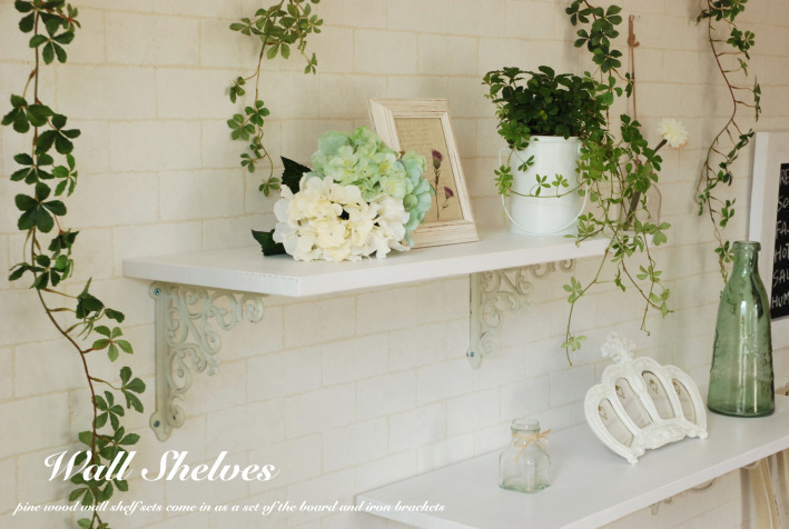 古木風ウォールシェルフ セット 北欧アンティーク ホワイト 白 60x26cm