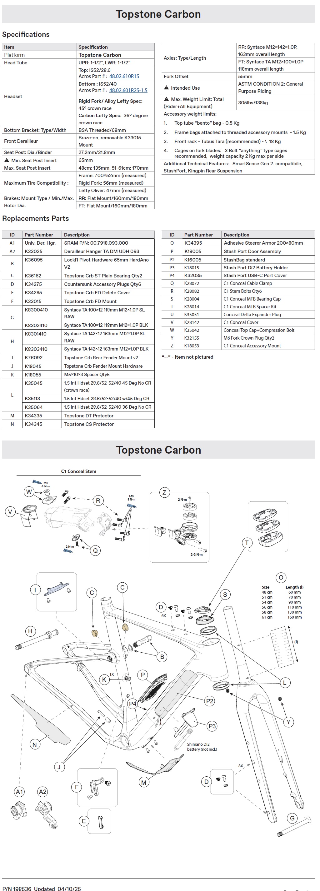 Cannondale Topstone Carbon (2025) Parts List and Exploded Diagram