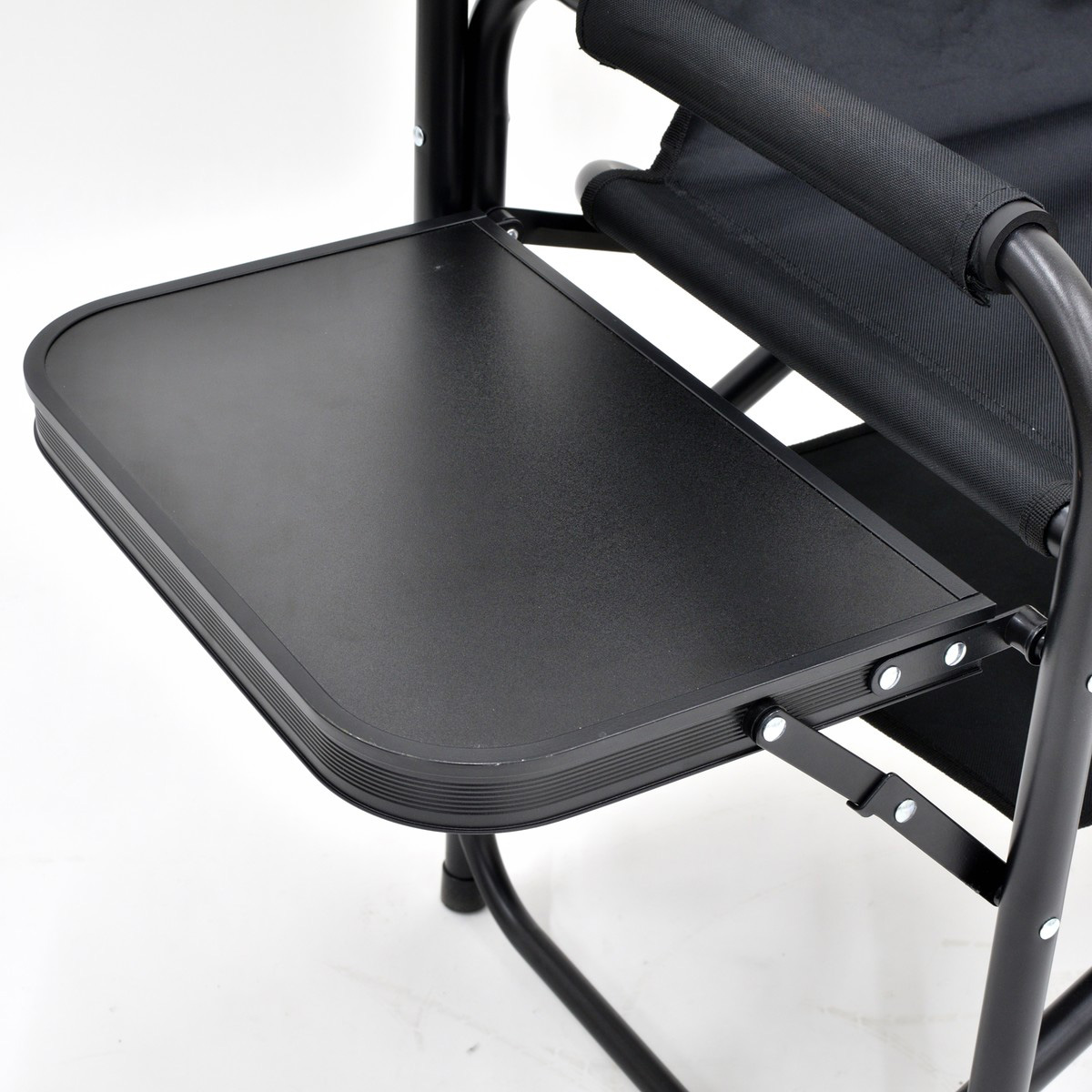 棚モック付きアルミディレクターチェア（ブラック）＜サイドテーブル付