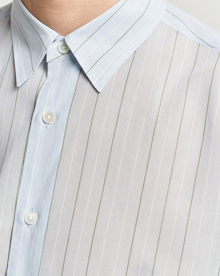 Auralee Hard Twist Light Cotton Shirt Light Blue Stripe at