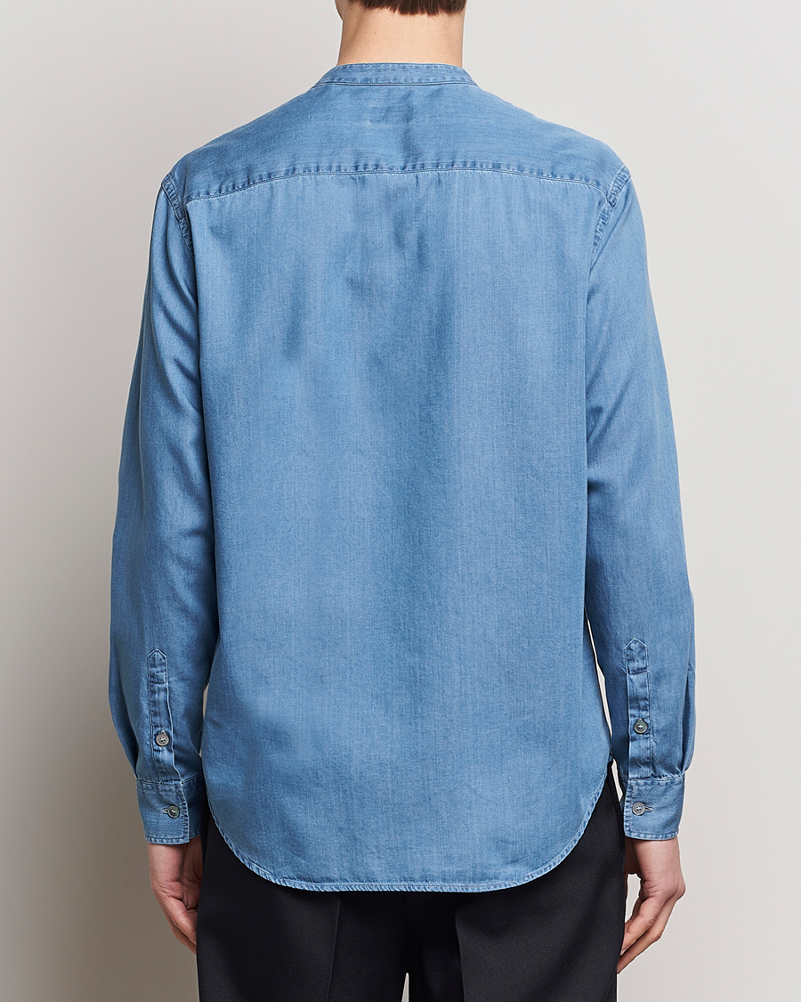 Giorgio Armani Slim Fit Denim Guru Collar Shirt Light Indigo at