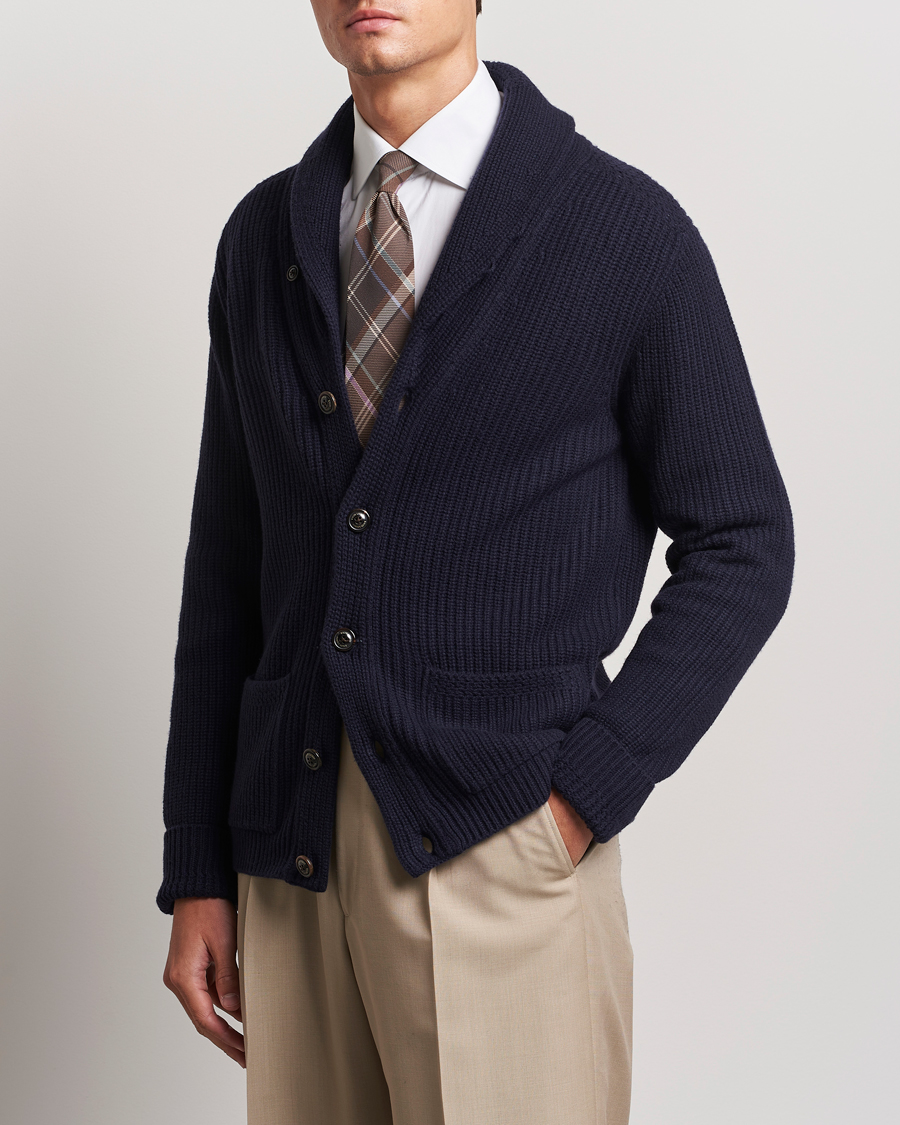 Ralph Lauren Purple Label Cashmere Shawl Cardigan Navy at