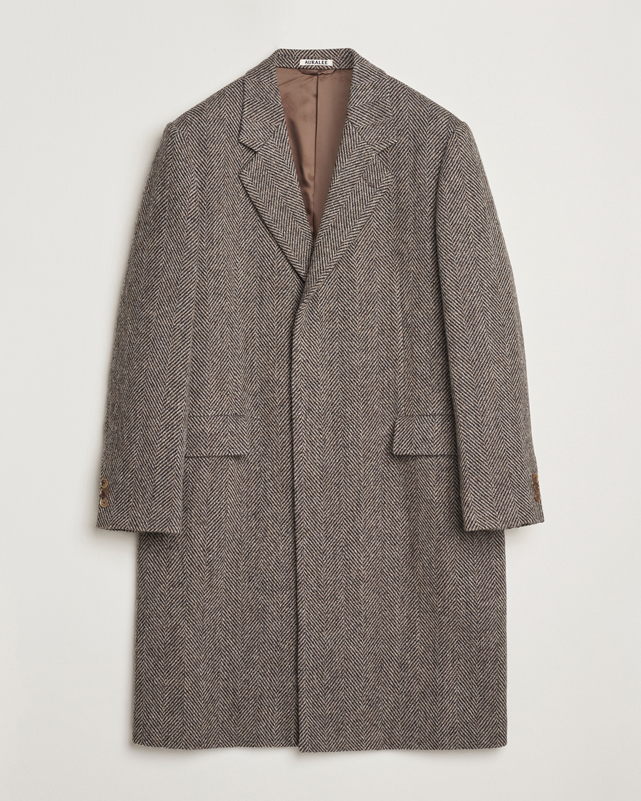 Auralee Wool Tweed Chesterfield Coat Khaki at CareOfCarl.com