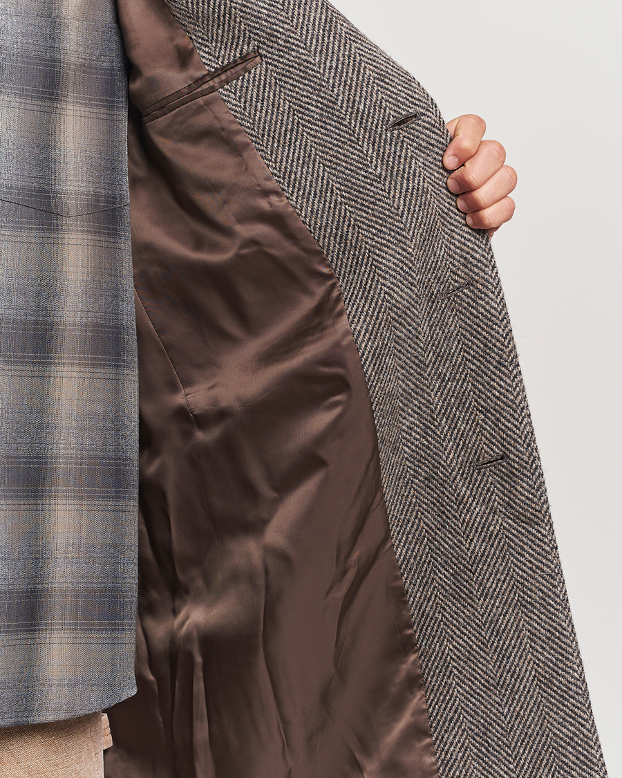 Auralee Wool Tweed Chesterfield Coat Khaki at CareOfCarl.com