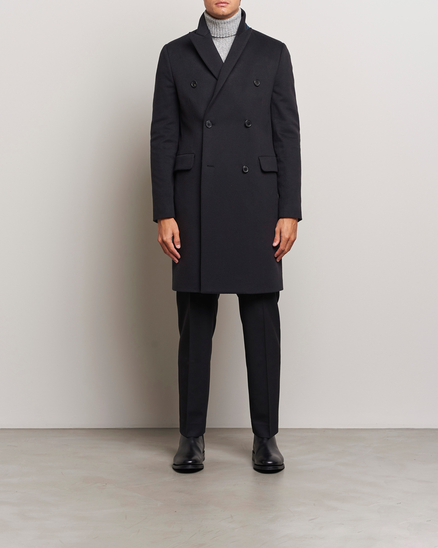 Paul Smith Wool/Cashmere Double Breasted Coat Black at CareOfCarl.com