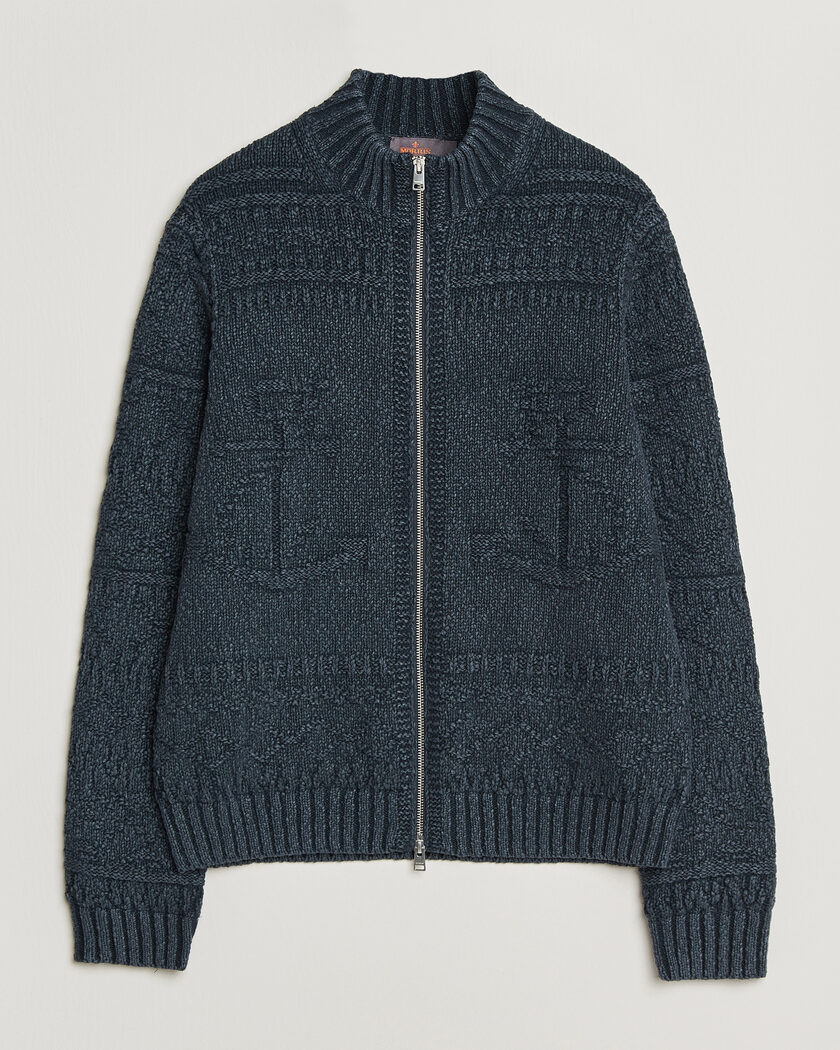 Paul Smith Full Zip Stripe Wool Cardigan Navy at CareOfCarl.com