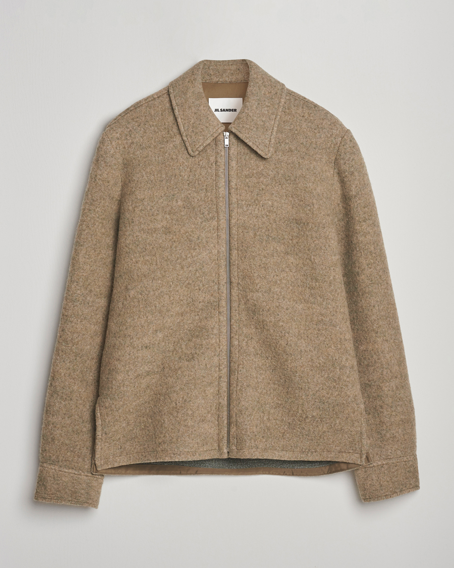 Jil Sander Felted Wool Shirt Jacket Beige at CareOfCarl.com