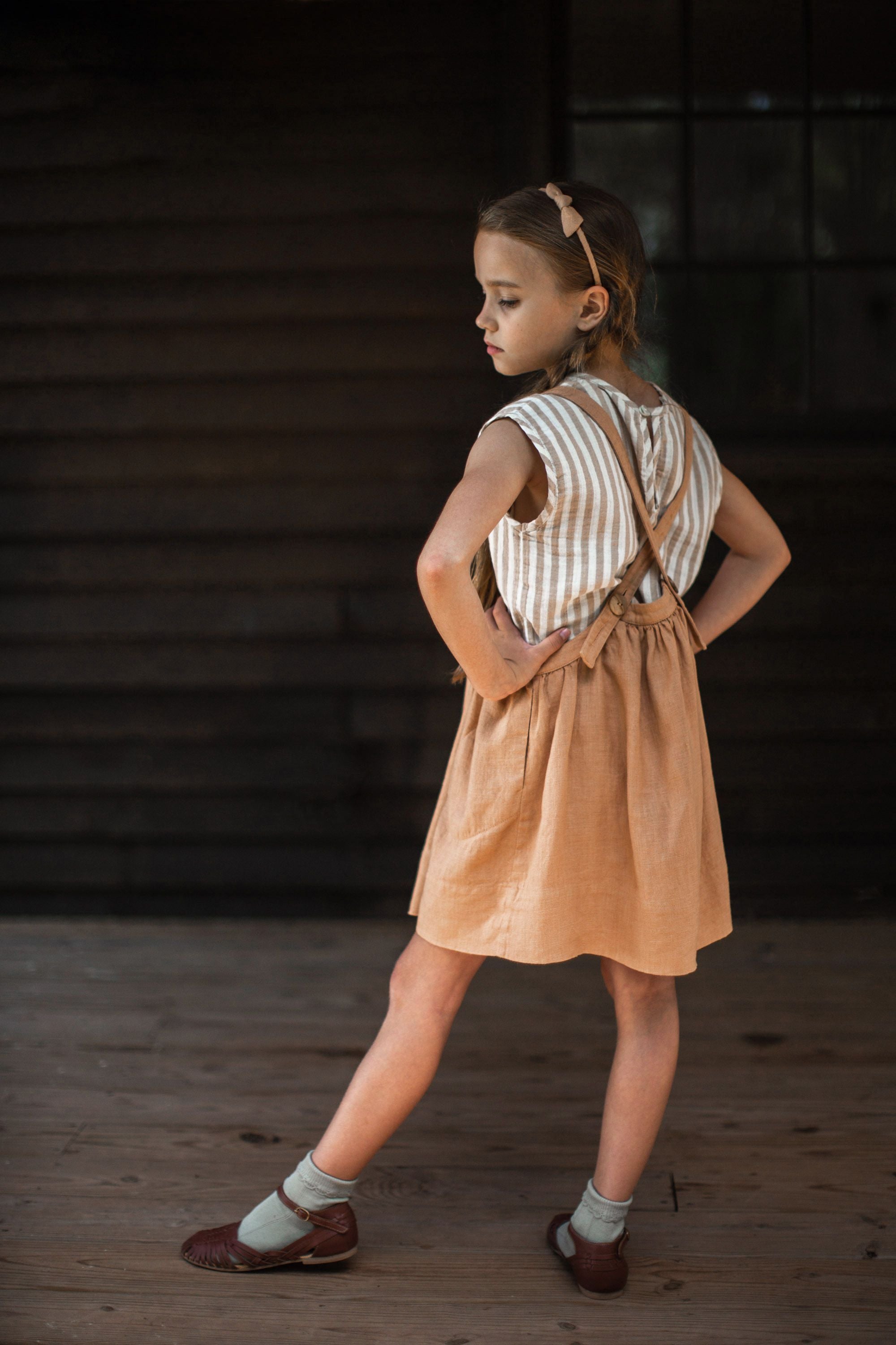 Soor Ploom Eloise Pinafore - Fenugreek – Casp Baby Mommy & Me Boutique