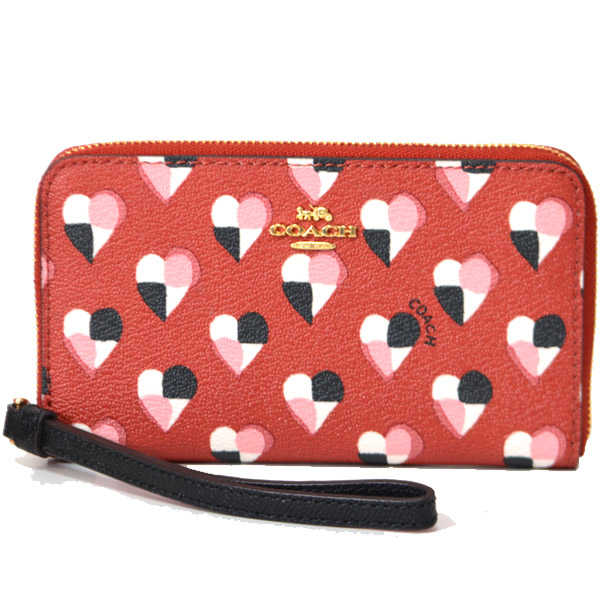 COACH】コーチ コーティング キャンパス レザー ハート柄 プリント