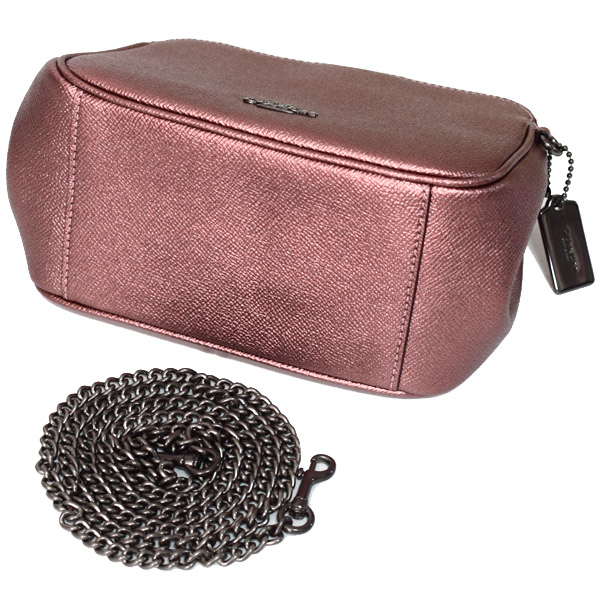 COACH】コーチ クロスグレインレザー パール キスロック がま口 クロス