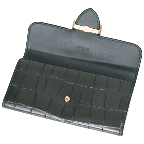 COACH】コーチ クロコダイル エンボスドレザー モーガン ロゴ フラップ