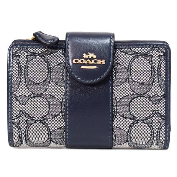 COACH】コーチ 財布 ジャガード レザー シグネチャー ミディアム