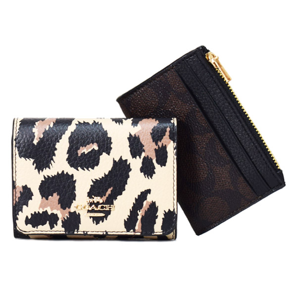 COACH】コーチ 財布 レオパード ヒョウ柄 カードケース付き