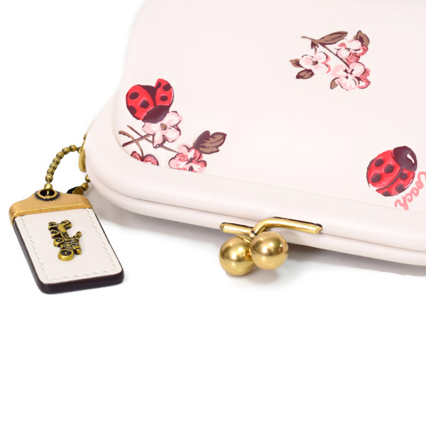 COACH】コーチ カーフレザー レディーバグ てんとう虫 フローラル