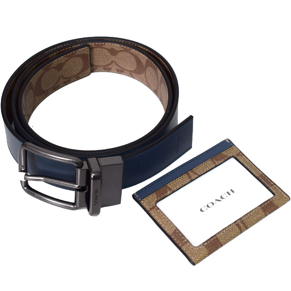 COACH】コーチ メンズ レザー シグネチャー ギフト ベルト バックル