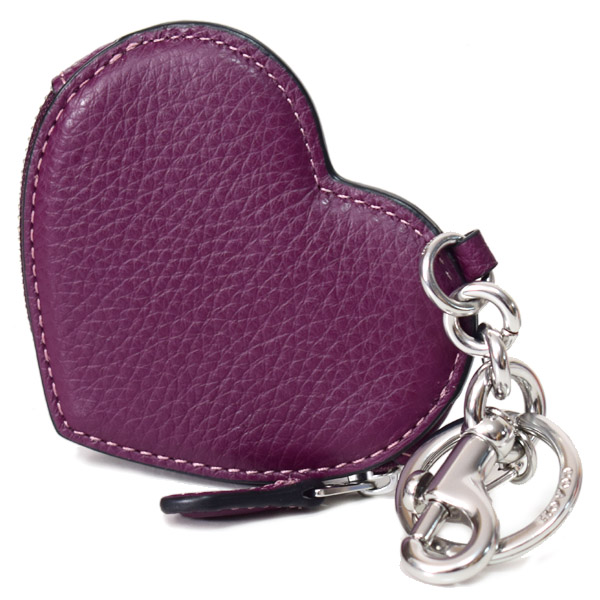 COACH】コーチ ぺブルレザー スタッズ ハート ポーチ リベット コイン