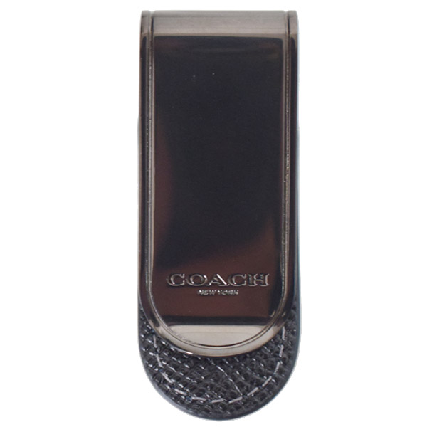 COACH】コーチ メタル レザー ロゴ マネークリップ ブラック（日本未
