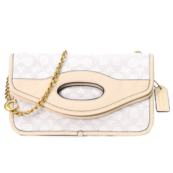 COACH】コーチ ジャガード レザー シグネチャー フォールド オーバー