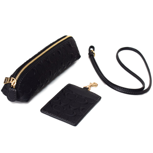 COACH】コーチ エンボスレザー シグネチャー 型押し ペンケース ID