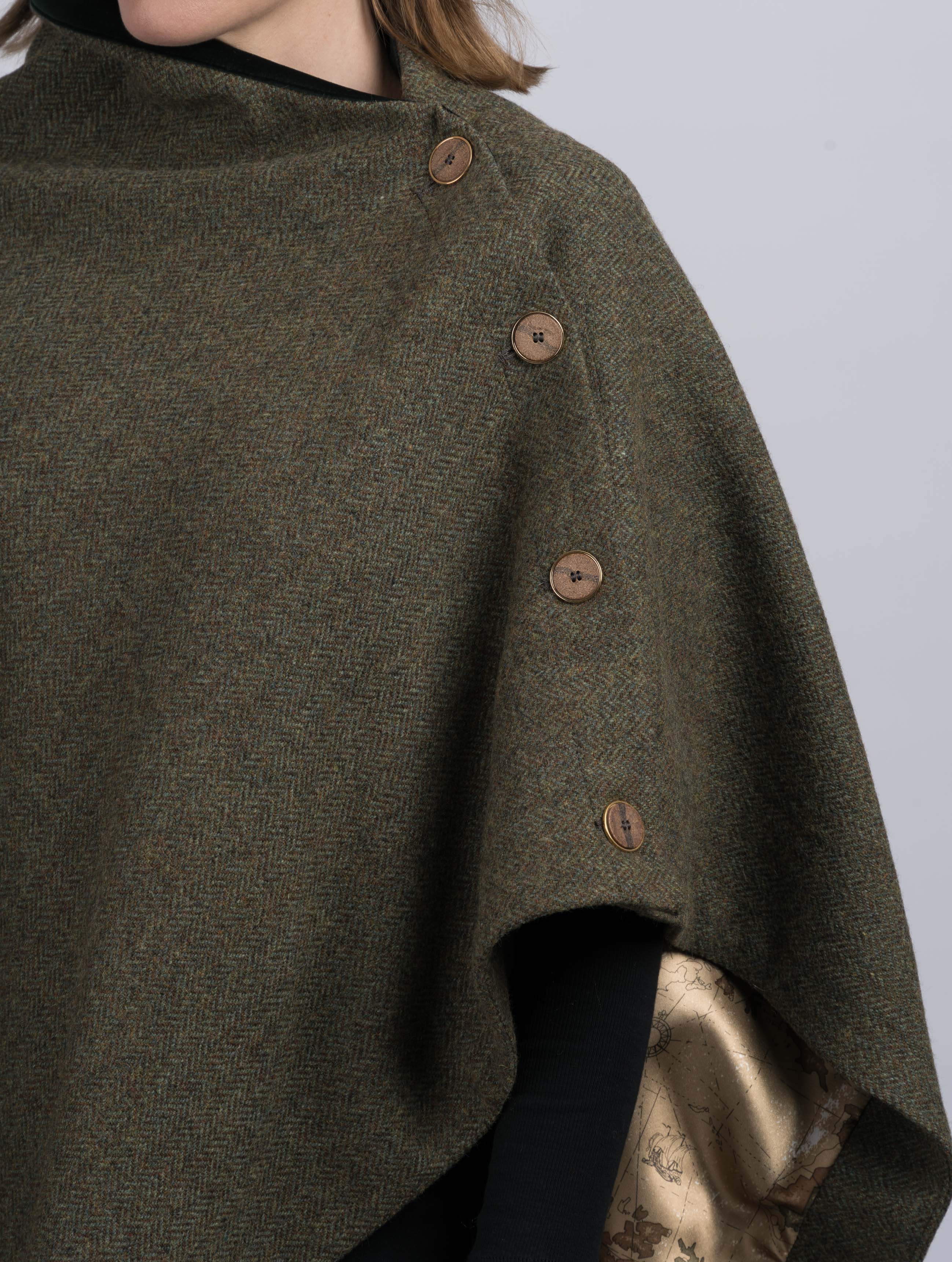 Women's Moss Green Tweed Wool Cape & Cloak – Celtic Tweed