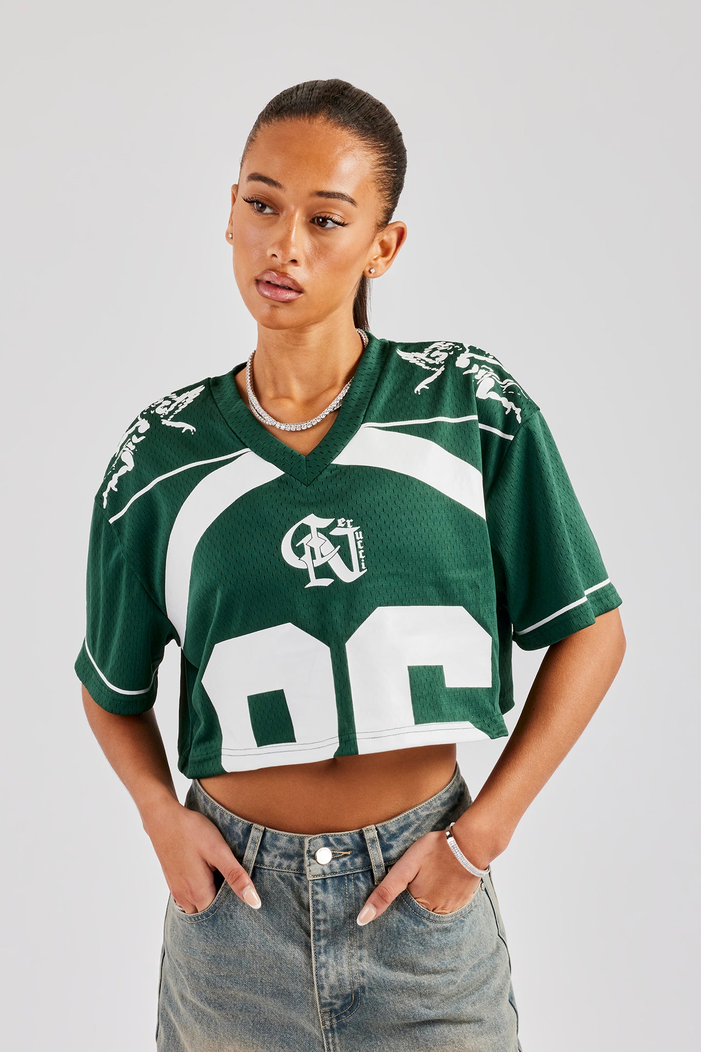 86 Cropped Mesh Top - Forest Green | Womens Tees & Vests | Shop T
