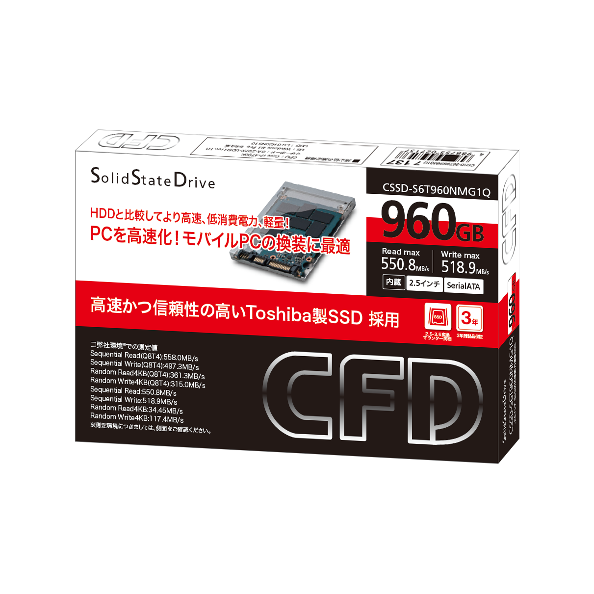 CSSD-S6T960NMG1Q | CFD Toshiba製SSD 採用 スタンダードモデル 960GB