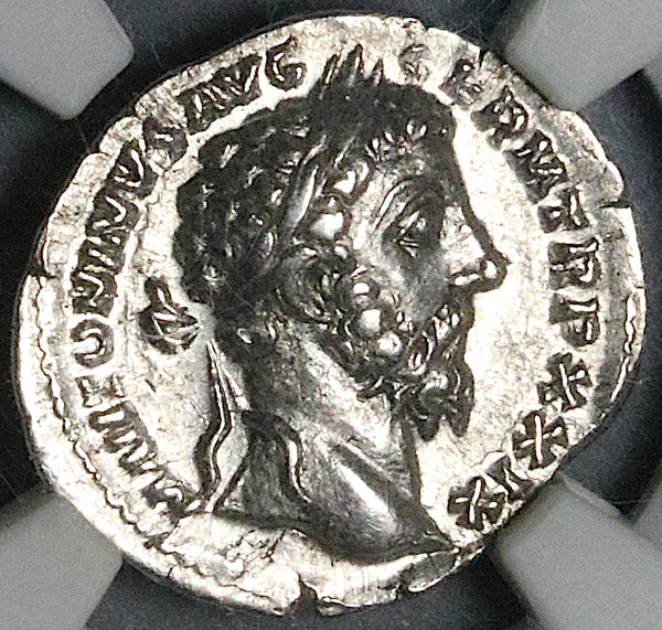 174 NGC Ch XF Marcus Aurelius Denarius Roman Empire Victory IMP