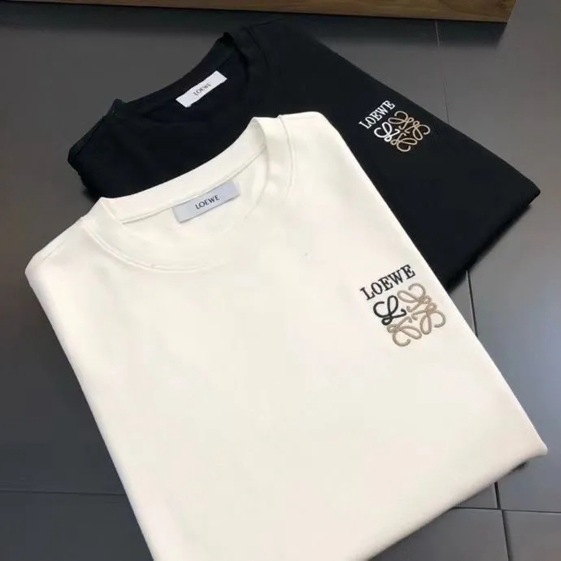 ロエベ LOEWE 刺繍 半袖Tシャツペア ブラック ホワイト親子loeweペア