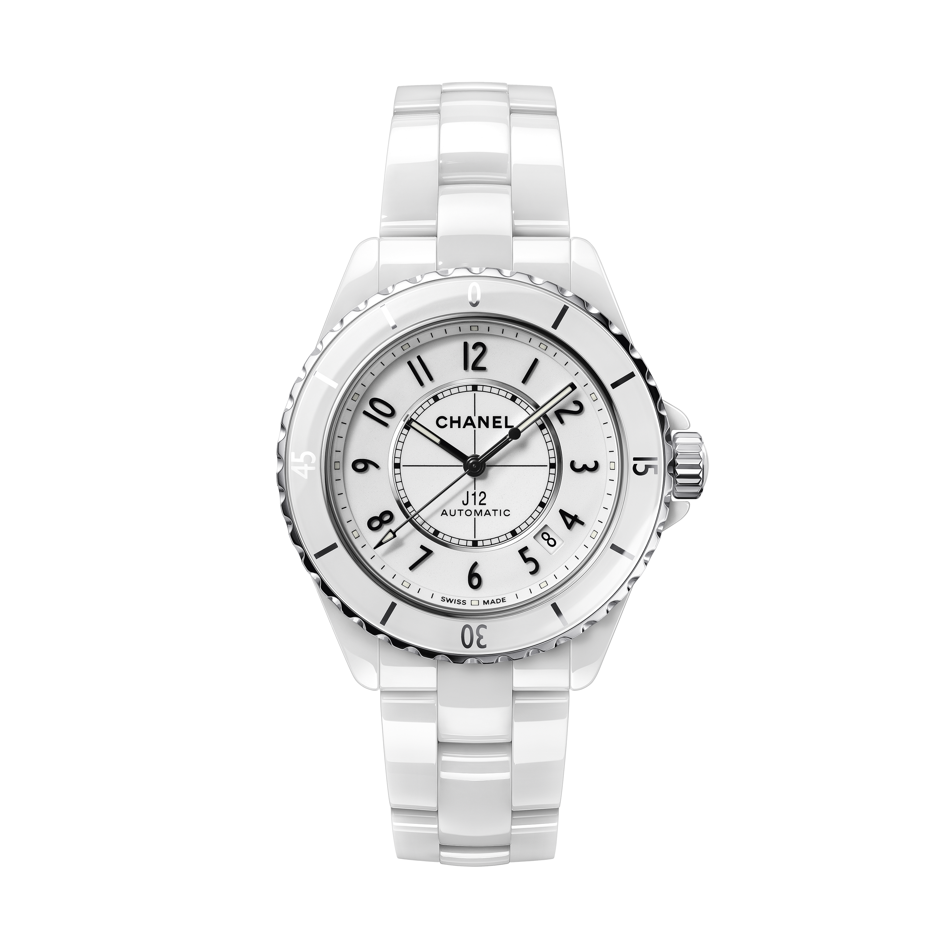 J12 Caliber 12.1 38 mm watch - White ceramic | CHANEL