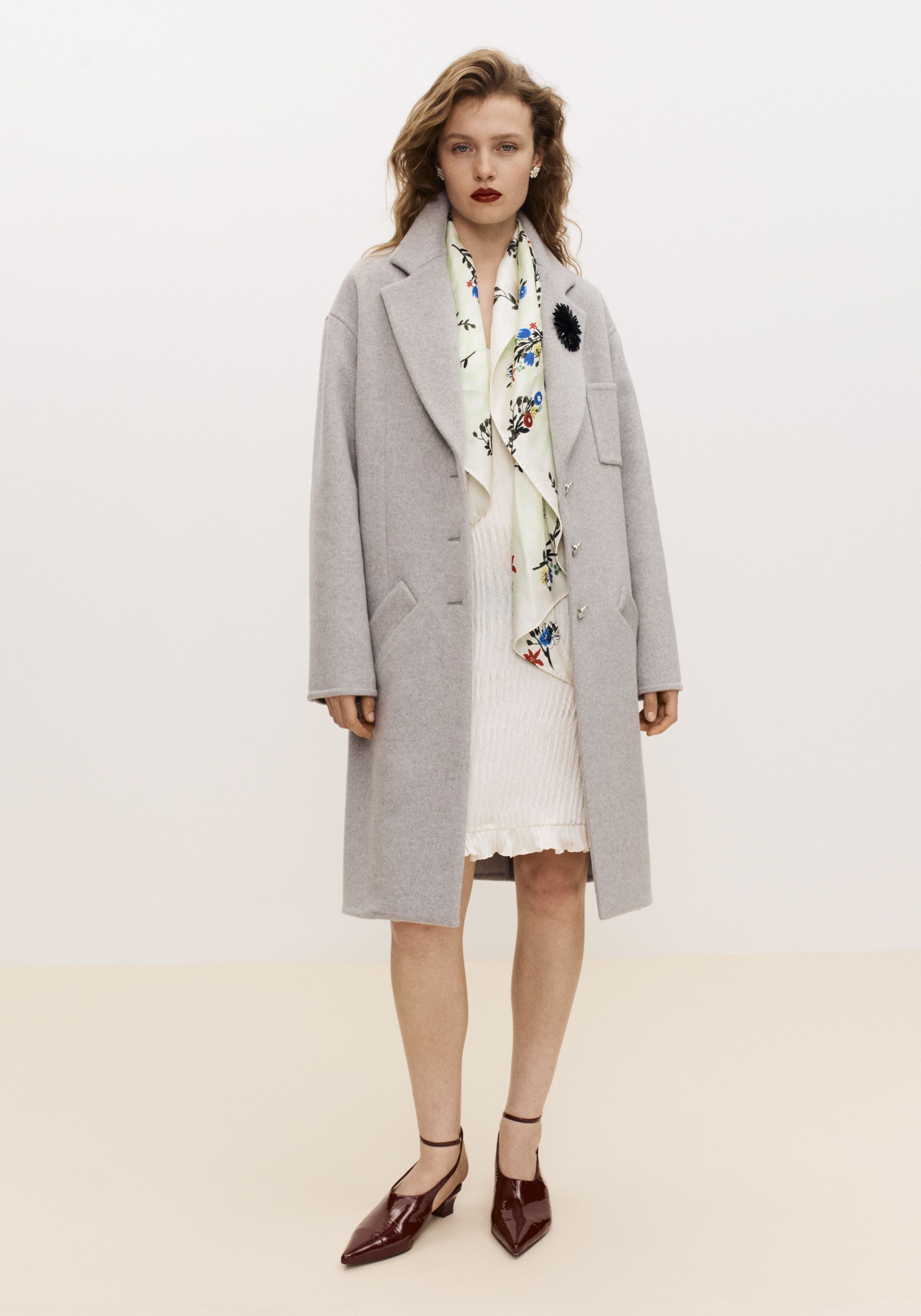 スカーフ - シルク ツイル、グリーン、エクリュ、ブルー & レッド