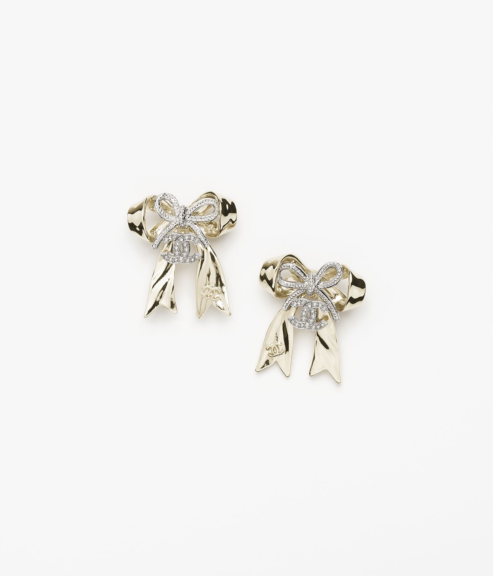 Stud earrings - Metal & strass, silver, gold & crystal — Fashion