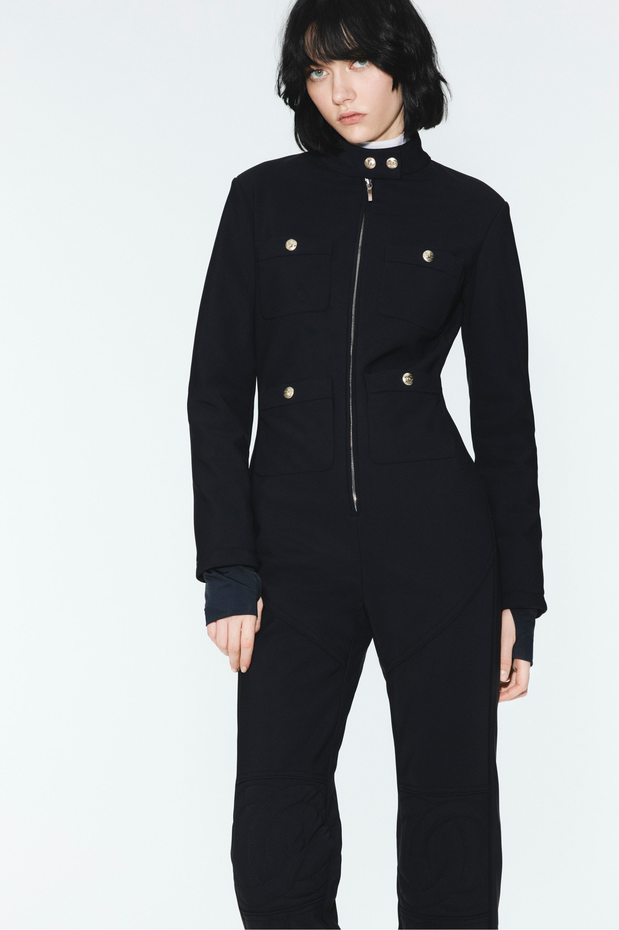 ジャンプスーツ - ミックス ファイバー、ネイビーブルー