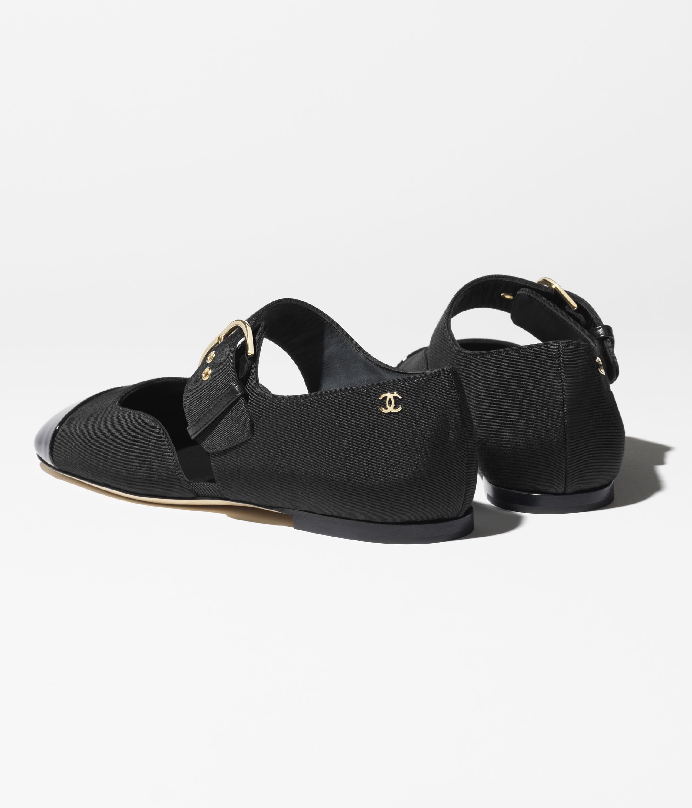 メリージェーン - グログラン & パテント カーフスキン、ブラック