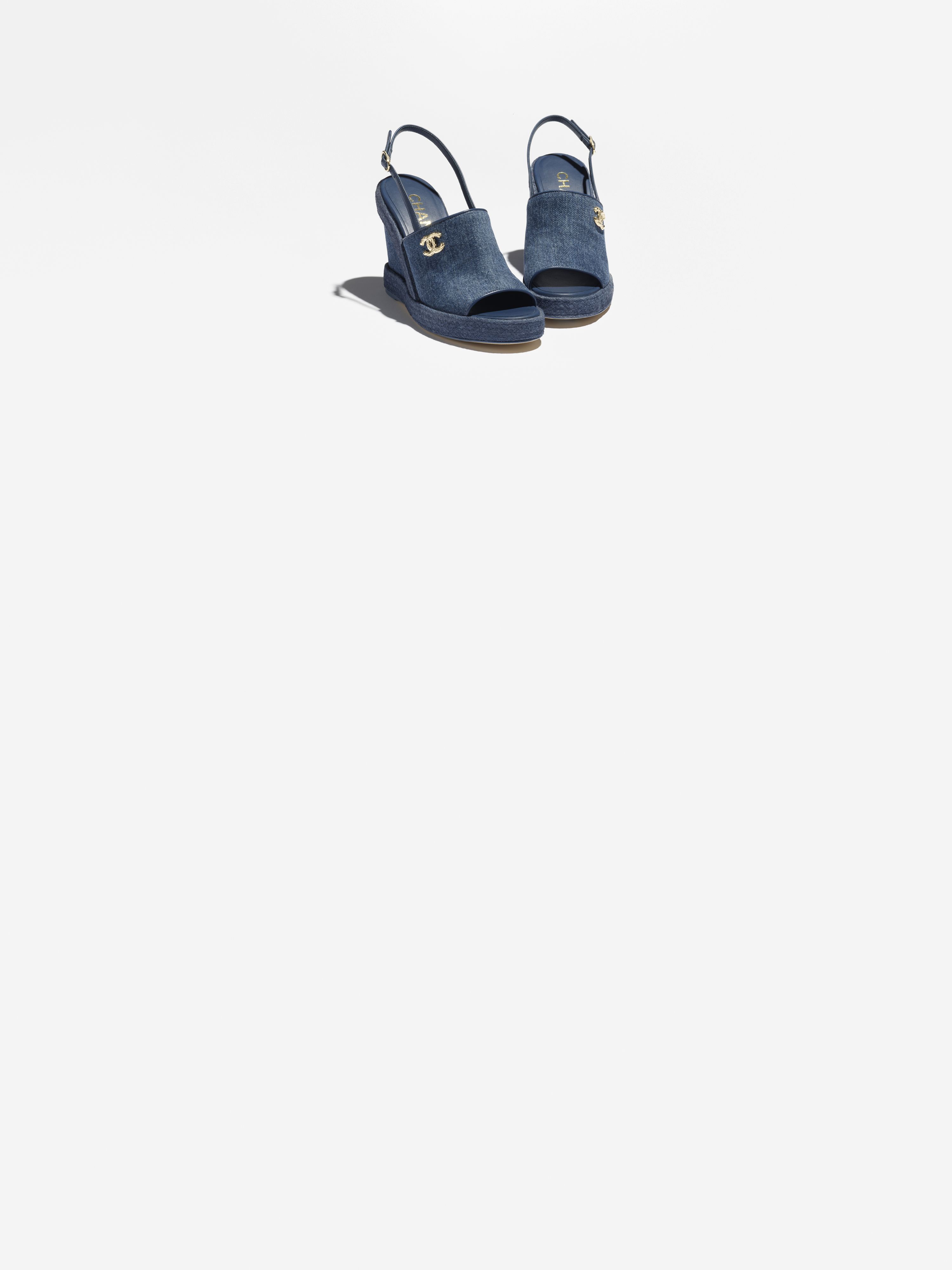 Sandals - Washed denim, blue — Fashion | CHANEL