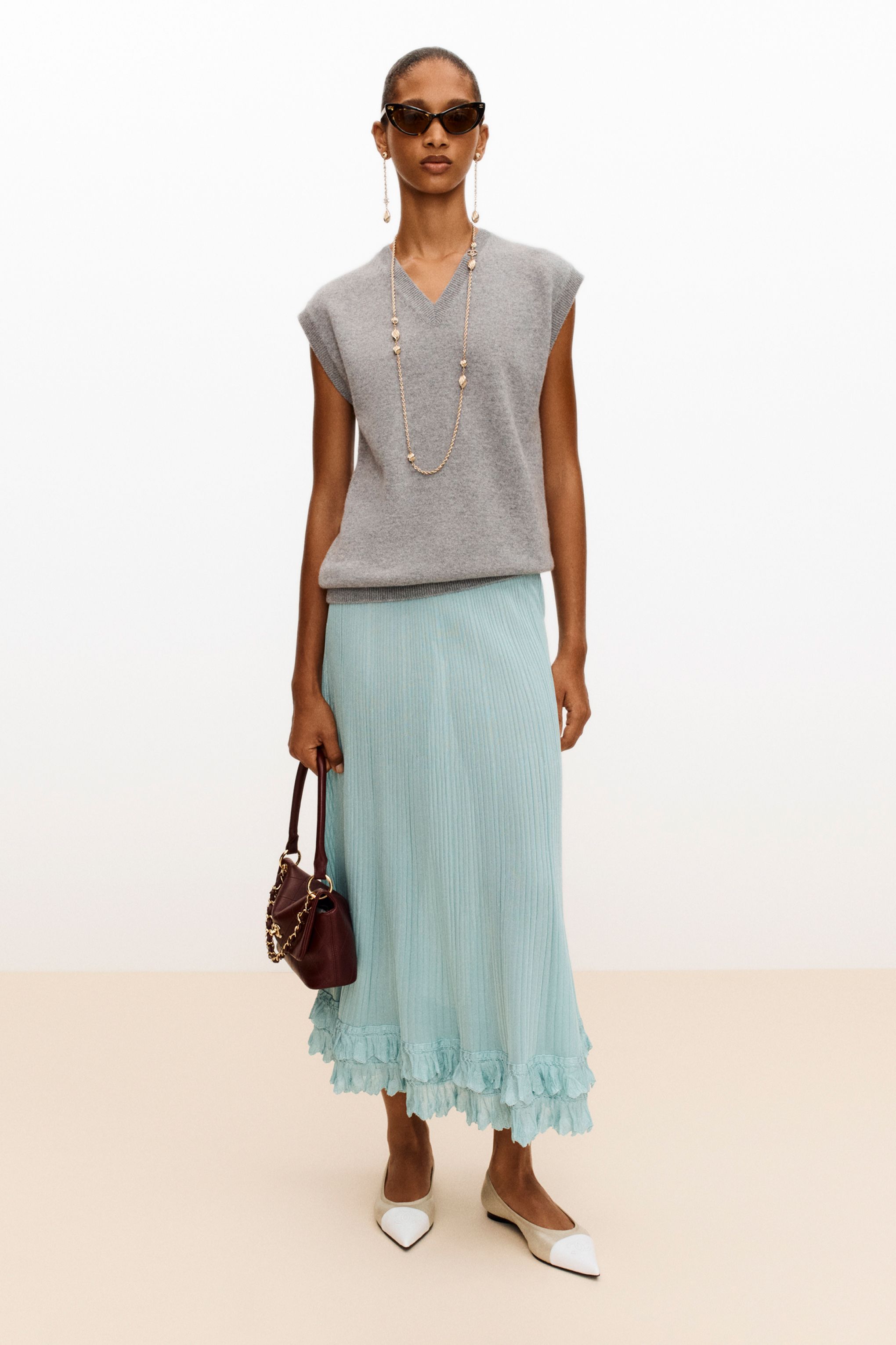 ロング スカート - シルク、ブルー — ファッション | CHANEL シャネル