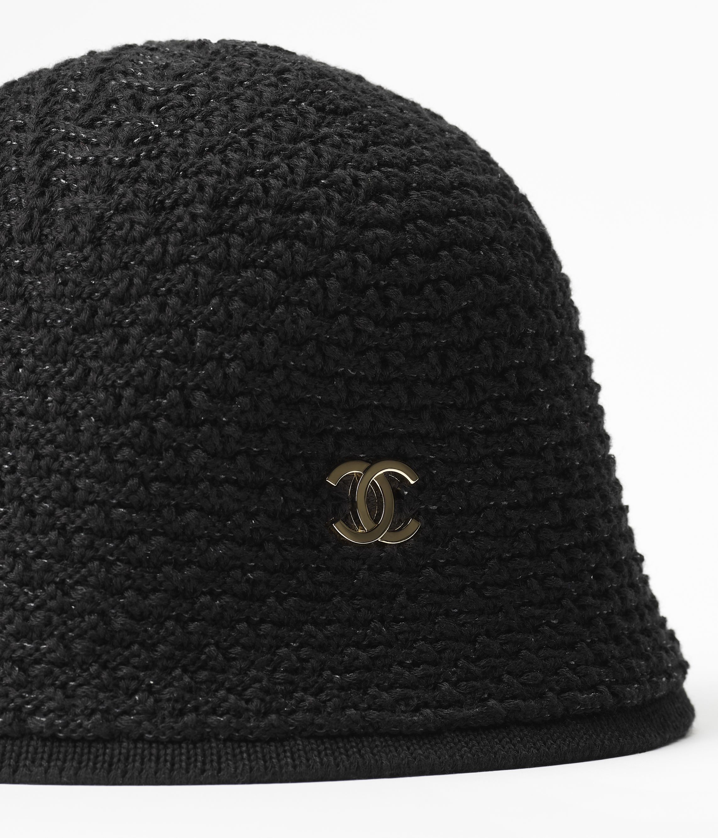 ハット - コットン、ミックス ファイバー & メタル、ブラック