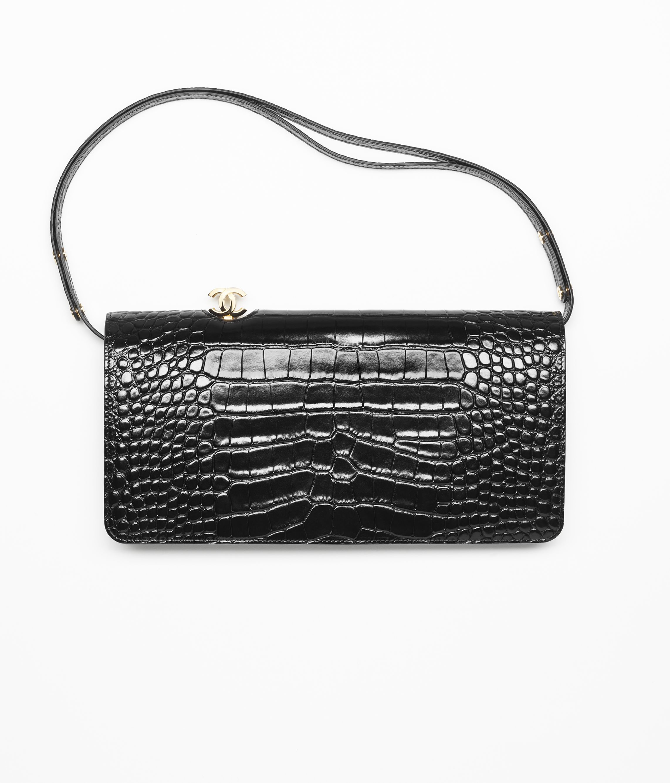 ストラップ クラッチ バッグ - クロコダイル エンボス カーフスキン