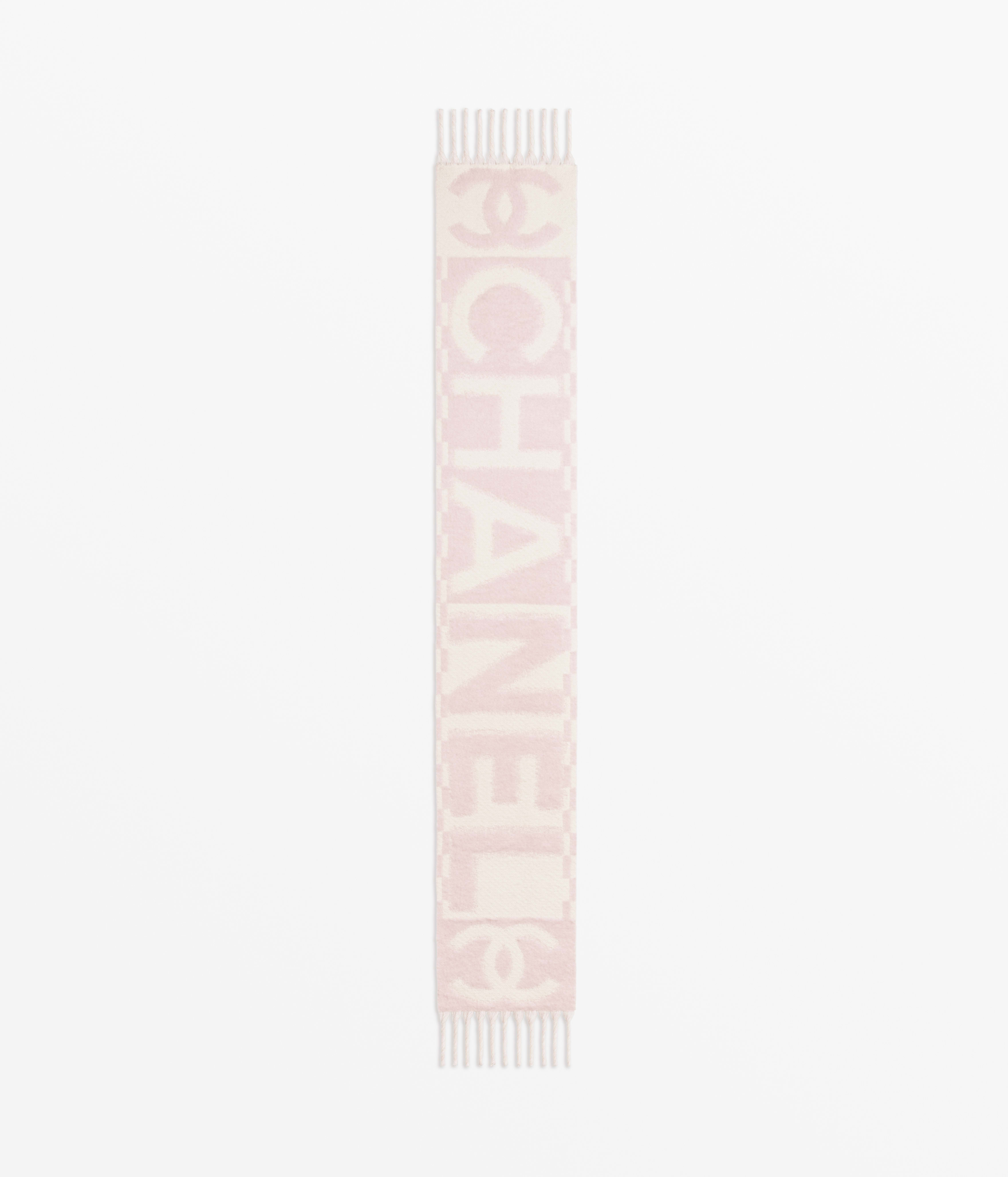 スカーフ - カシミヤ、ライトピンク & ホワイト — ファッション